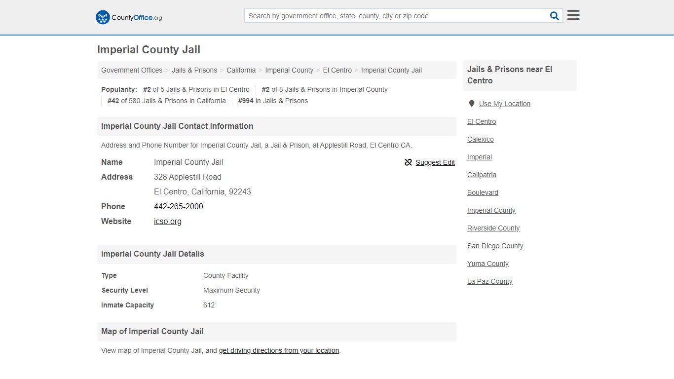 Imperial County Jail - El Centro, CA (Address and Phone)